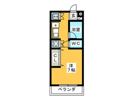 アメリアLコート(ワンルーム/2階)の間取り写真