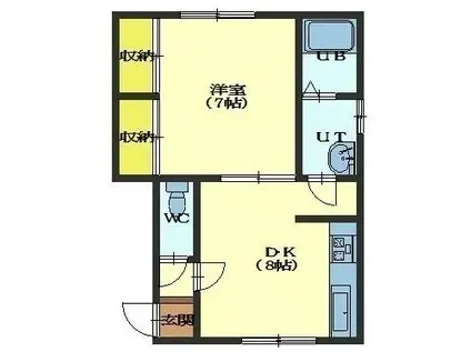 ハイツななかまど(1DK/2階)の間取り写真