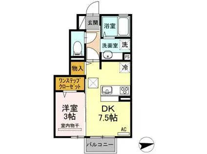 メゾンランディ神谷(1DK/1階)の間取り写真