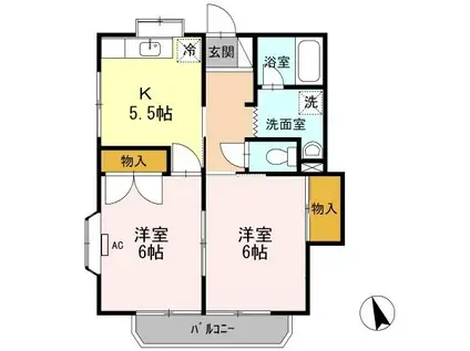 メゾンK V(2K/2階)の間取り写真