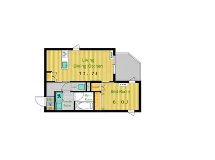 CORAIL BLANC(1LDK/1階)の間取り写真