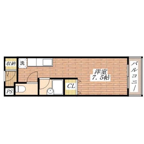 カースル安田(ワンルーム/3階)の間取り写真