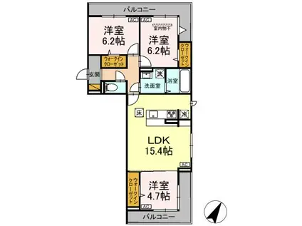 ガーベラ・グレイス(3LDK/1階)の間取り写真