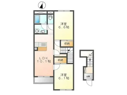 グレースほしかA棟(2LDK/2階)の間取り写真