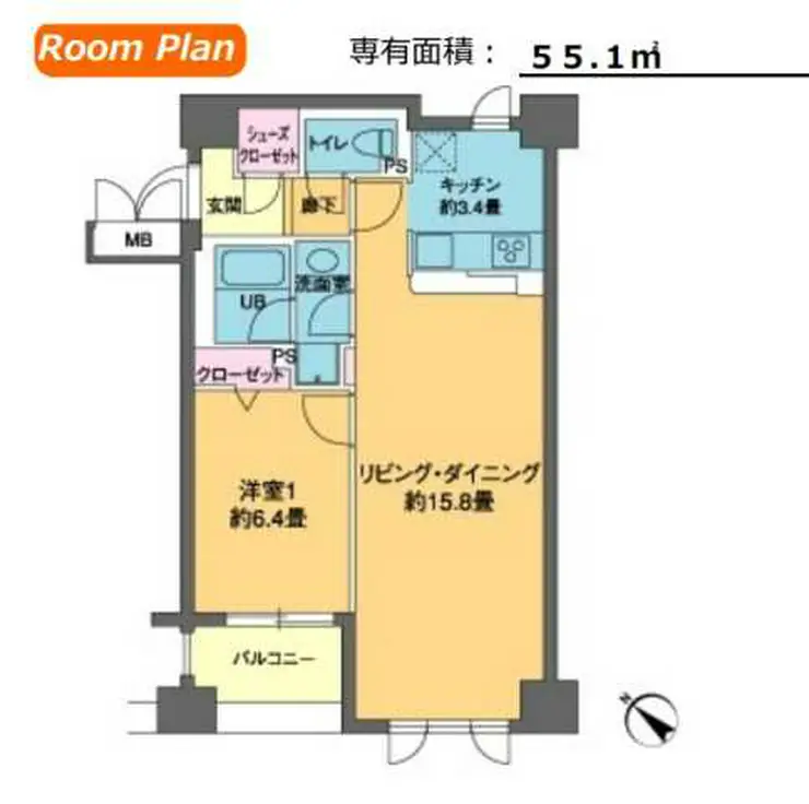 カスタリア茅場町 2階階 間取り