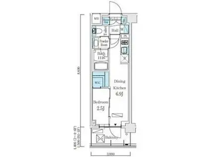 リビオメゾン東北沢(1DK/2階)の間取り写真