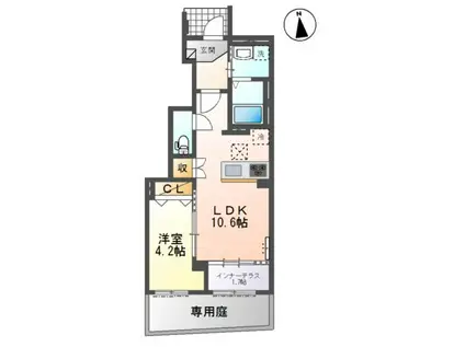 奥町アパート(1LDK/1階)の間取り写真