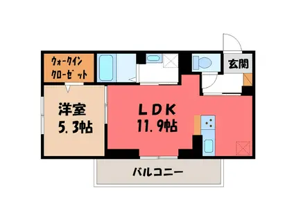 フェリーチェ MAEBASHI(1LDK/1階)の間取り写真