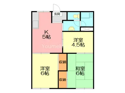 高部ハイツ(3K/2階)の間取り写真