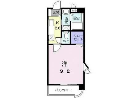 フリーアメニティーONE(1K/1階)の間取り写真