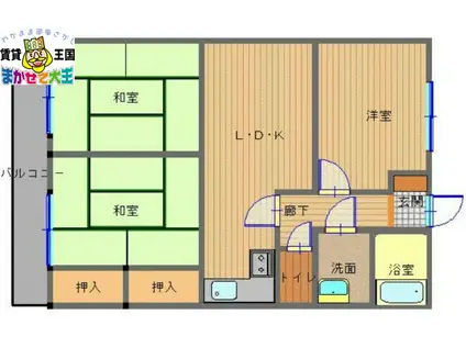 プレジール岩屋通(3LDK/6階)の間取り写真