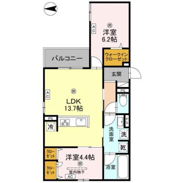 エスタブレ平野西(2LDK/1階)の間取り写真