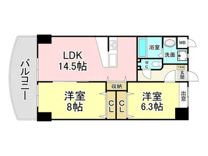 メゾンド・ファミーユ門司港(2LDK/5階)の間取り写真