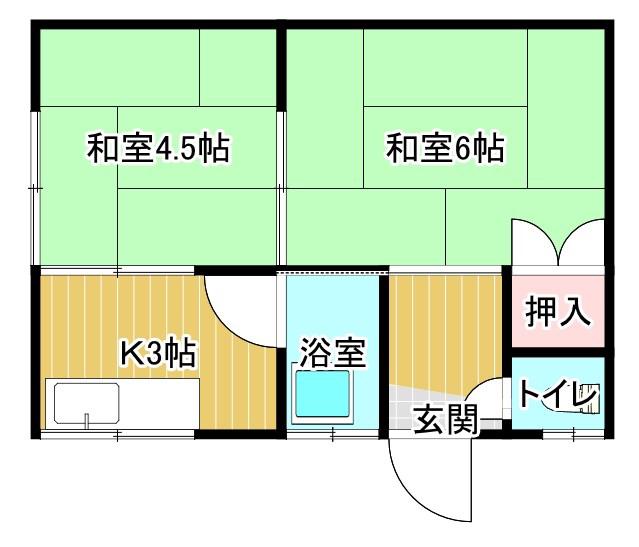 アエル立花(2K/2階)の間取り写真