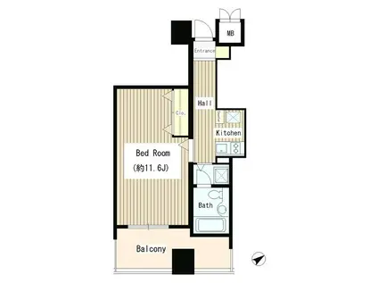 JUN HANABI(1K/4階)の間取り写真