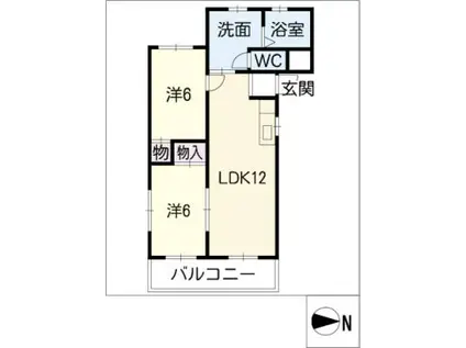 グランデール(2LDK/2階)の間取り写真