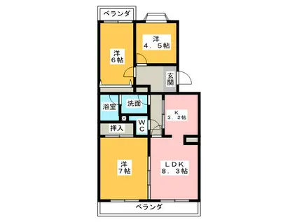 東海道新幹線 掛川駅 徒歩30分 3階建 築25年(3LDK/1階)の間取り写真