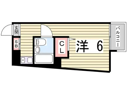 坂口ポートハイツ(ワンルーム/3階)の間取り写真