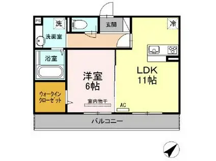 ルナIII(1LDK/2階)の間取り写真