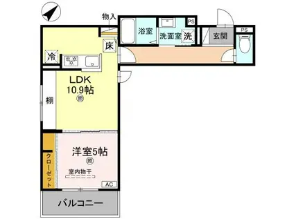 ラメゾン大田町(1LDK/2階)の間取り写真