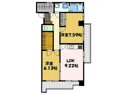 サクセスカバーヒルズ(2LDK/6階)の間取り写真