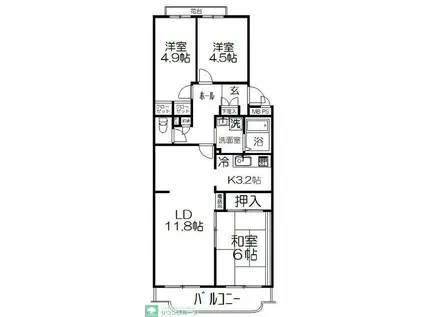 大宮七里ハウス(3LDK/3階)の間取り写真
