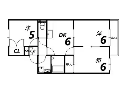 メゾン鷹取(3DK/2階)の間取り写真