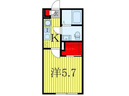 セレーノ柏の葉(1K/1階)の間取り写真