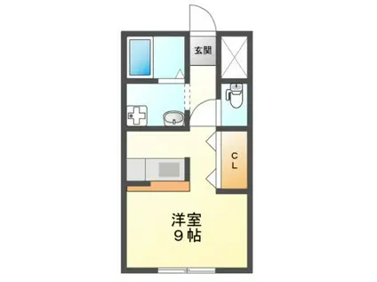 アトム南ヶ丘(ワンルーム/1階)の間取り写真