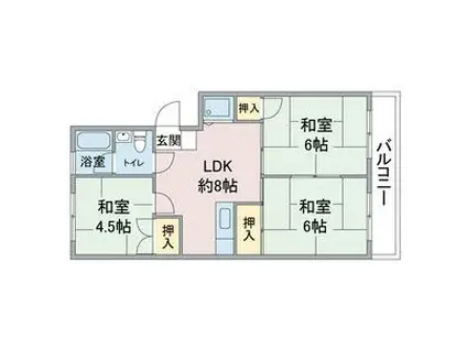 第1オーシャンビル(3DK/3階)の間取り写真