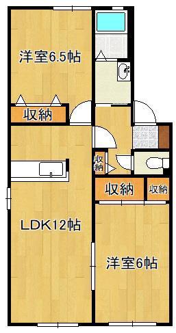 クロワール2000 A棟(2LDK/1階)の間取り写真