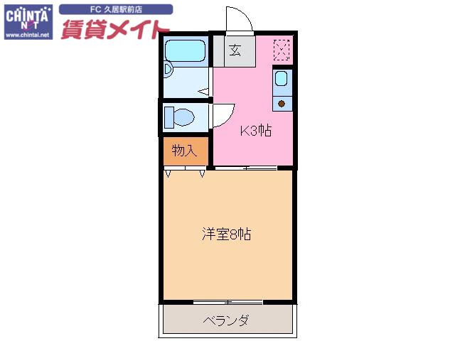コーポK&S(1K/2階)の間取り写真