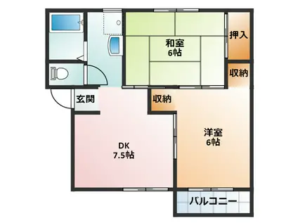 ルミエール阪本(2DK/2階)の間取り写真