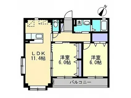 フォブールグランシャリオ(2LDK/1階)の間取り写真