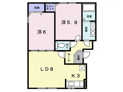 コウジィーコートII(2LDK/2階)の間取り写真