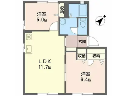 ミズホハイツ(2LDK/1階)の間取り写真