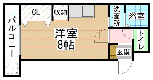 マルイチ鳴水(ワンルーム/4階)の間取り写真