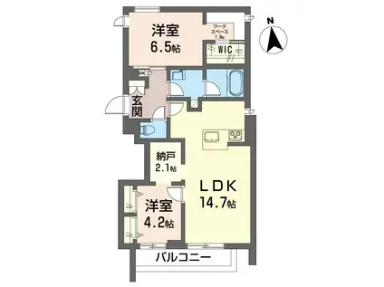 ラ・ベラ・ヴィータ(2LDK/3階)の間取り写真