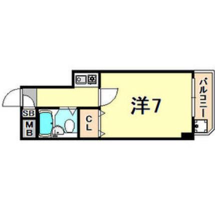 ヴィラ元町(1K/7階)の間取り写真
