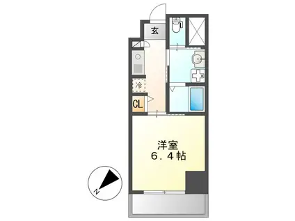 ワイズタワー新栄(1K/2階)の間取り写真