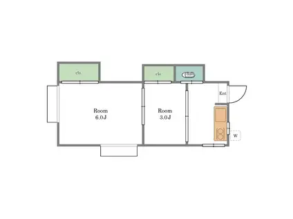 丹葉荘(2K/2階)の間取り写真