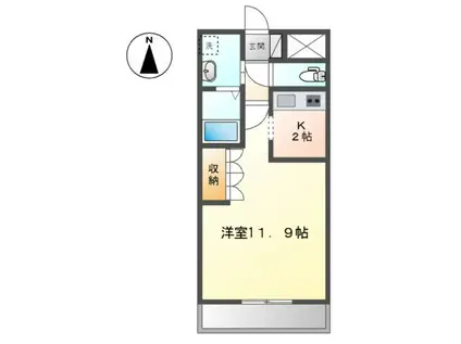 パストラールファイブ(1K/2階)の間取り写真