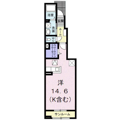 ビバリーホ-ムズF(ワンルーム/1階)の間取り写真