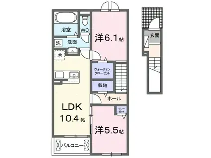 ブローテ(2LDK/2階)の間取り写真
