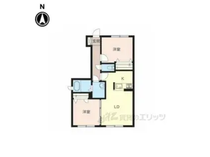 アルティ逢坂(2LDK/1階)の間取り写真