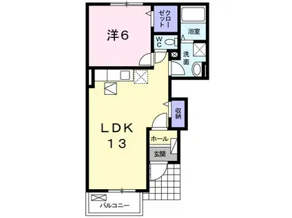 カーサ 絆(1LDK/1階)の間取り写真