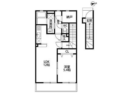 アムール新町(1SLDK/2階)の間取り写真
