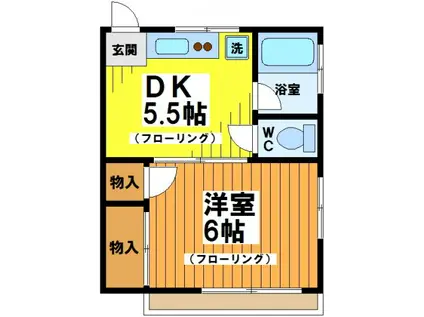 サフラン(1DK/1階)の間取り写真
