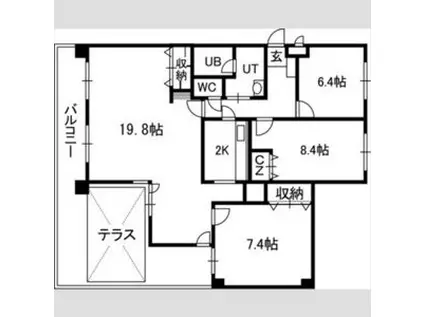 アルファスクエア円山(3LDK/10階)の間取り写真