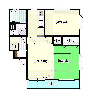 コーポ天正寺(2LDK/2階)の間取り写真